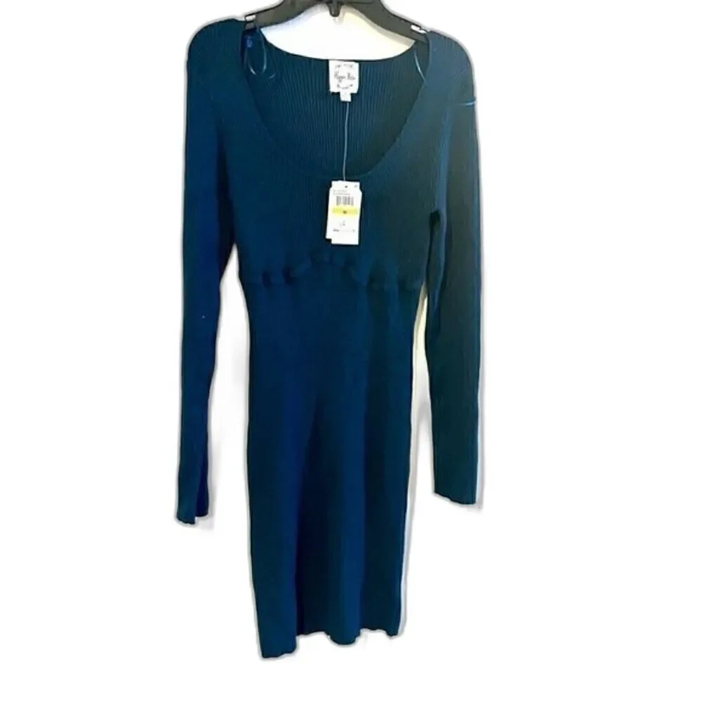 Hippie Rose Juniors Green Bodycon Sweater Dress Scoop Neck Cozy Knit M NWT